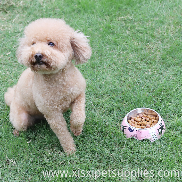 Customized Cute Pink Pet Bowl Non-slip Raised Steel Melamine Dog Bowl